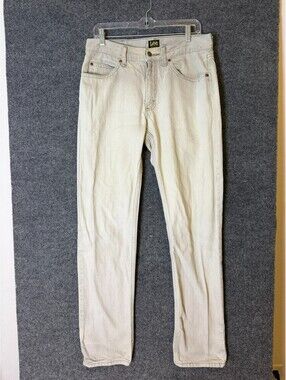 Lee Regular Fit Jeans Mens Light Khaki Beige Tan Denim Pants Straight Leg 32x34